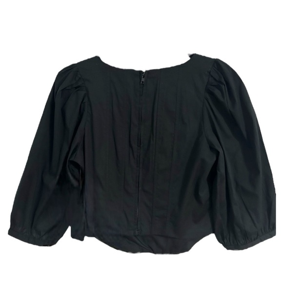 Jason Wu Corset Square Neckline Puff Sleeve Crop Top Black Size Medium NEW - Picture 9 of 13